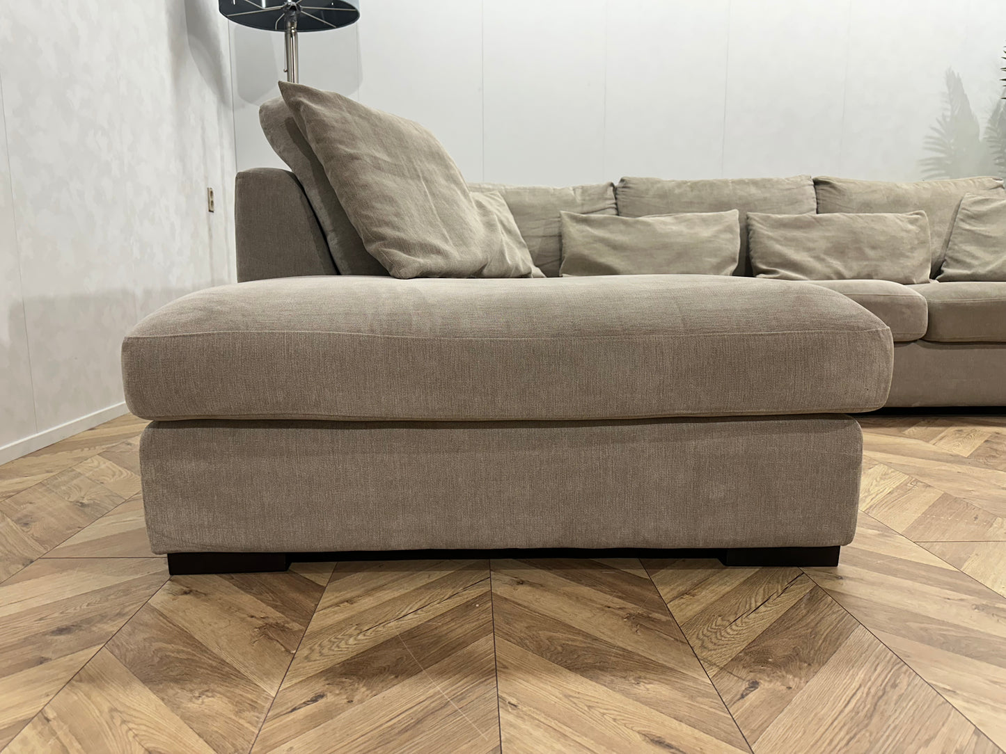IN.HOUSE Beige Velvet Hoekbank ~ Nieuwstaat