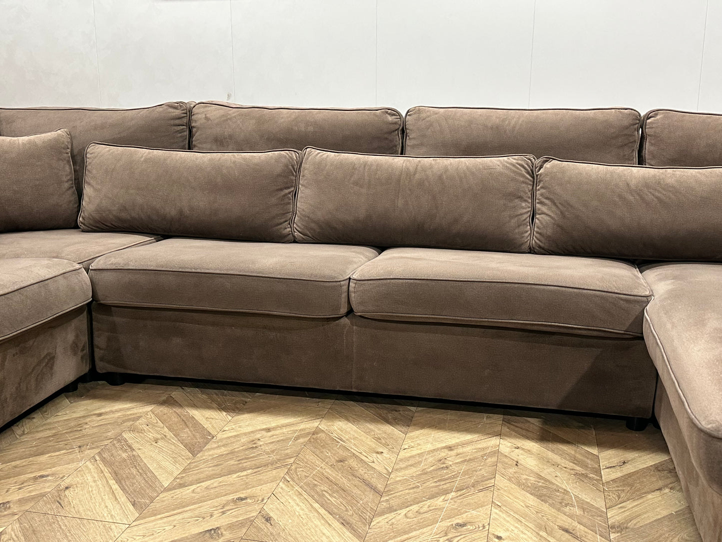 Bruine Velvet U Bank ~ Losse Kussens Met Afneembare Hoezen