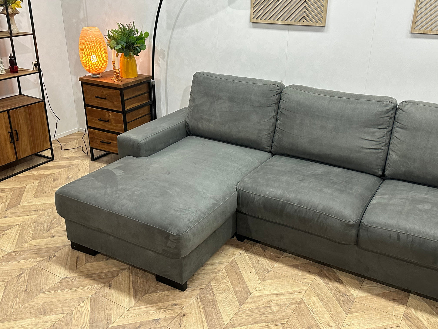 Antraciet Suède Stoffen U Bank ~ Losse Rugkussens Met Afneembare Hoezen