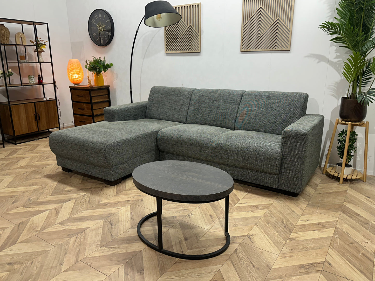 Grijze Hoekbank ~ Vaste Kussens