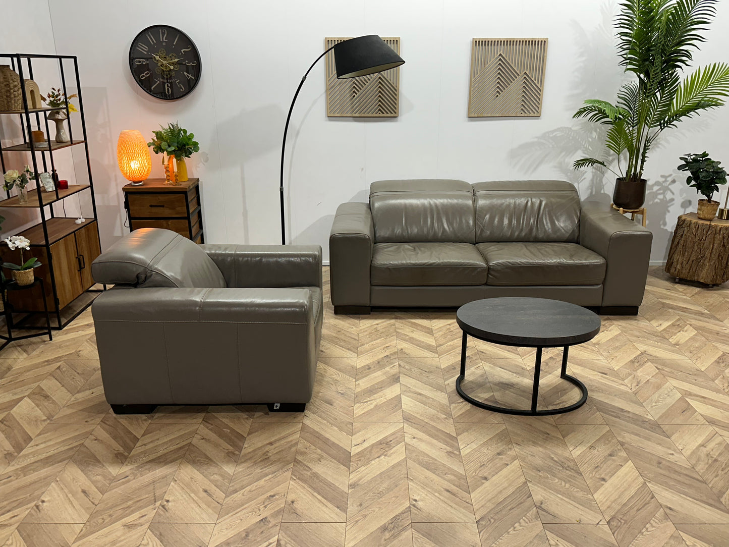 Montèl Taupe Echt Lederen Banken Set ~ Verstelbare Hoofdsteunen