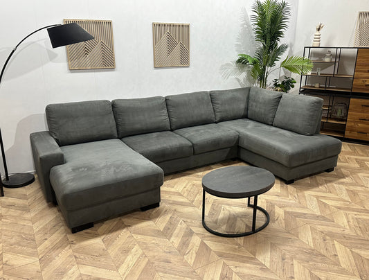 Antraciet Suède Stoffen U Bank ~ Losse Rugkussens Met Afneembare Hoezen