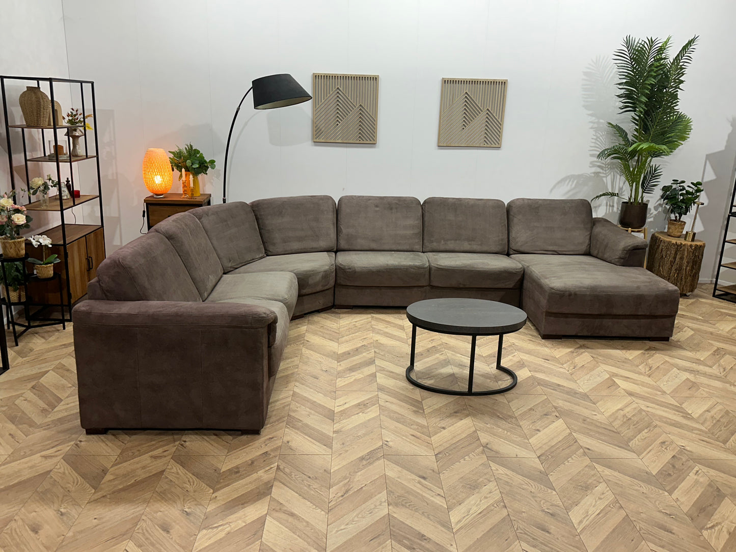 Licht Bruine Suède Stoffen U Bank ~ Vaste Kussens