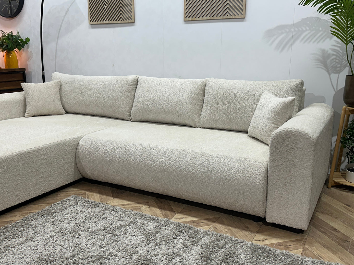 !Showroommodel! Witte/Crème Bouclé Hoekbank