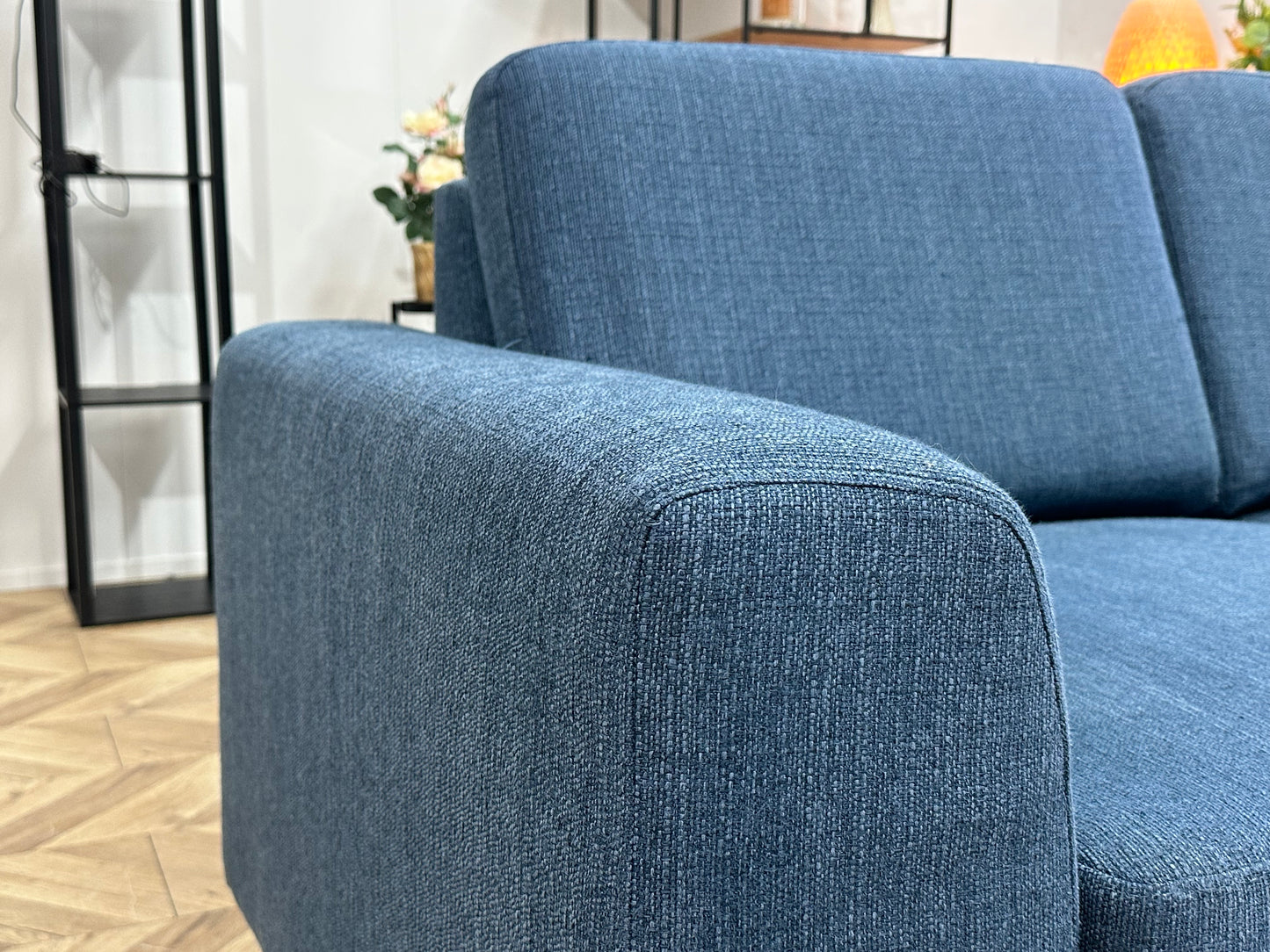 Blauwe Hoekbank Inc Hocker ~ Losse Rugkussens Met Afneembare Hoezen