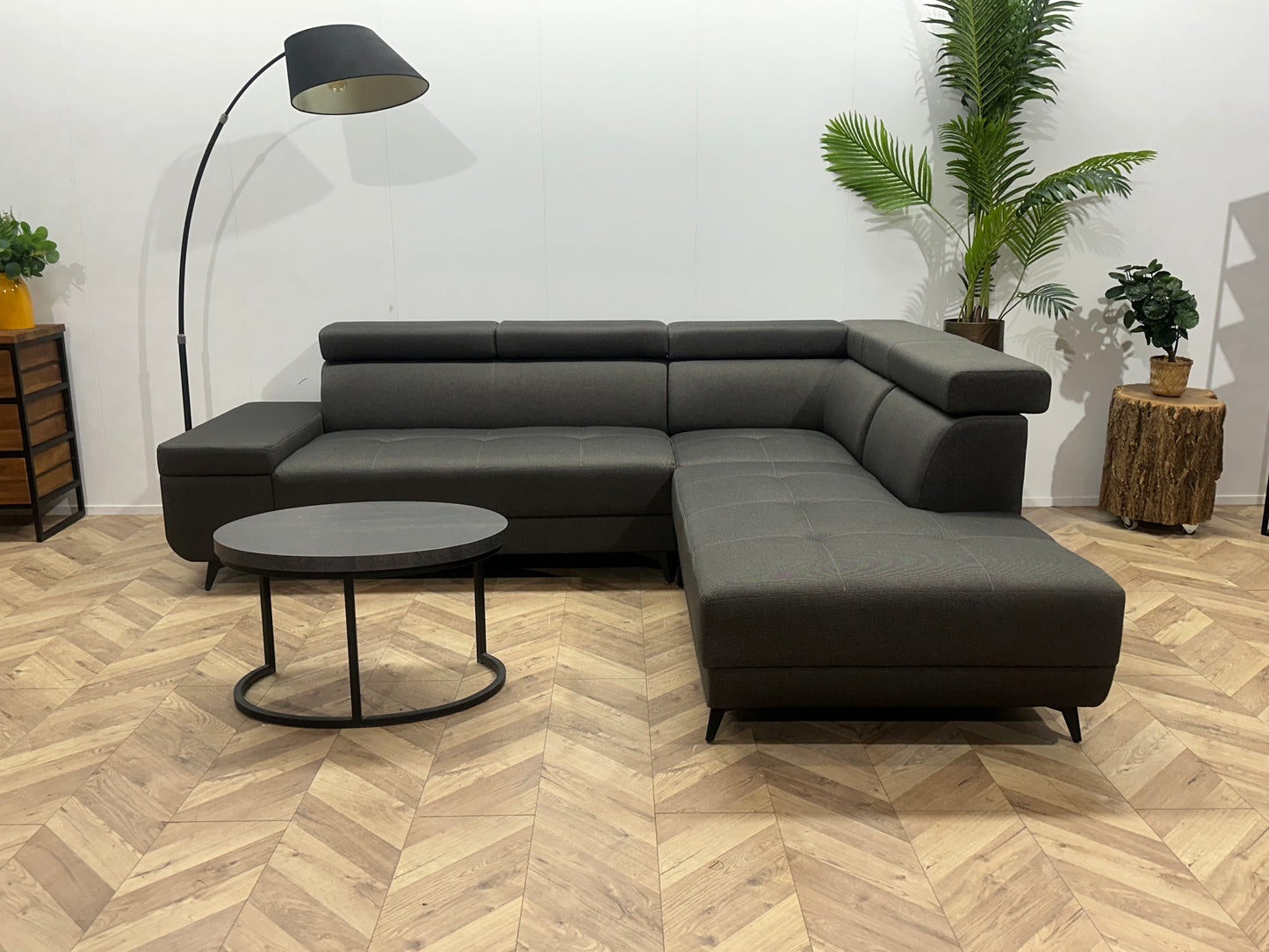 !Showroommodel! Grijze Hoekbank ~ Verstelbare Hoofdsteunen