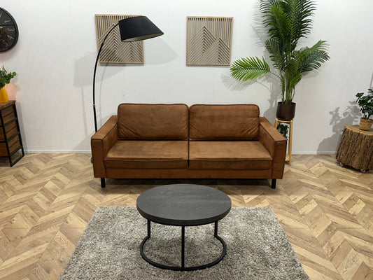 Cognac Bruine Suède Stoffen 2.5-Zits Bank ~ Losse Kussens Met Afneembare Hoezen