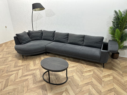 Grijze Design Hoekbank ~ Losse Rugkussens Met Afneembare Hoezen ~ Kleine Opbergruimte