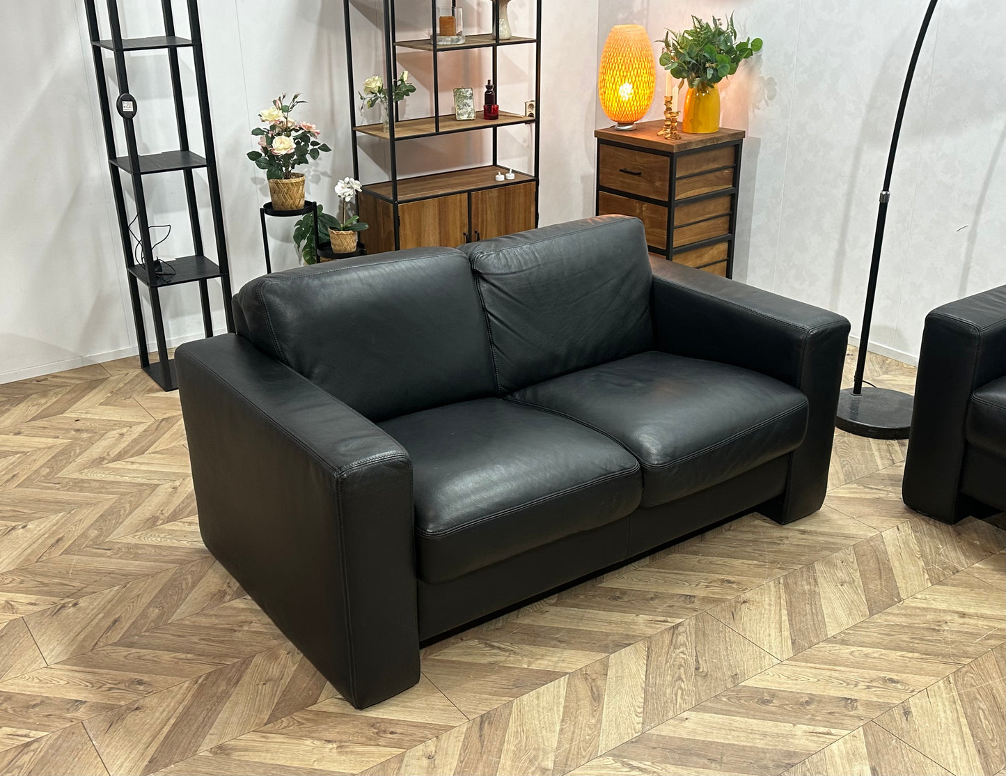 Zwart Echt Lederen Banken Set ~ Vaste Kussens