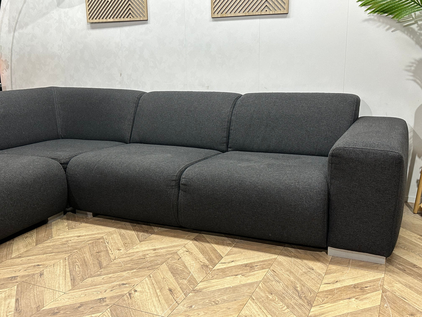 Antraciet Hoekbank ~ Vaste Kussens