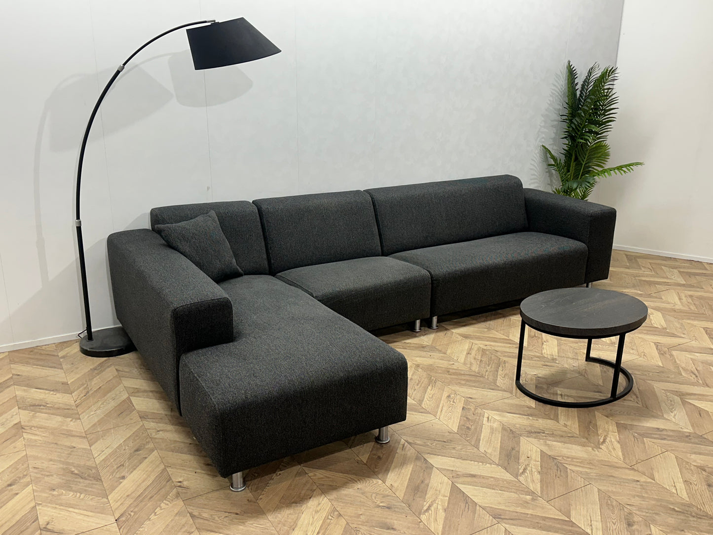 Antraciet Hoekbank ~ Vaste Kussens