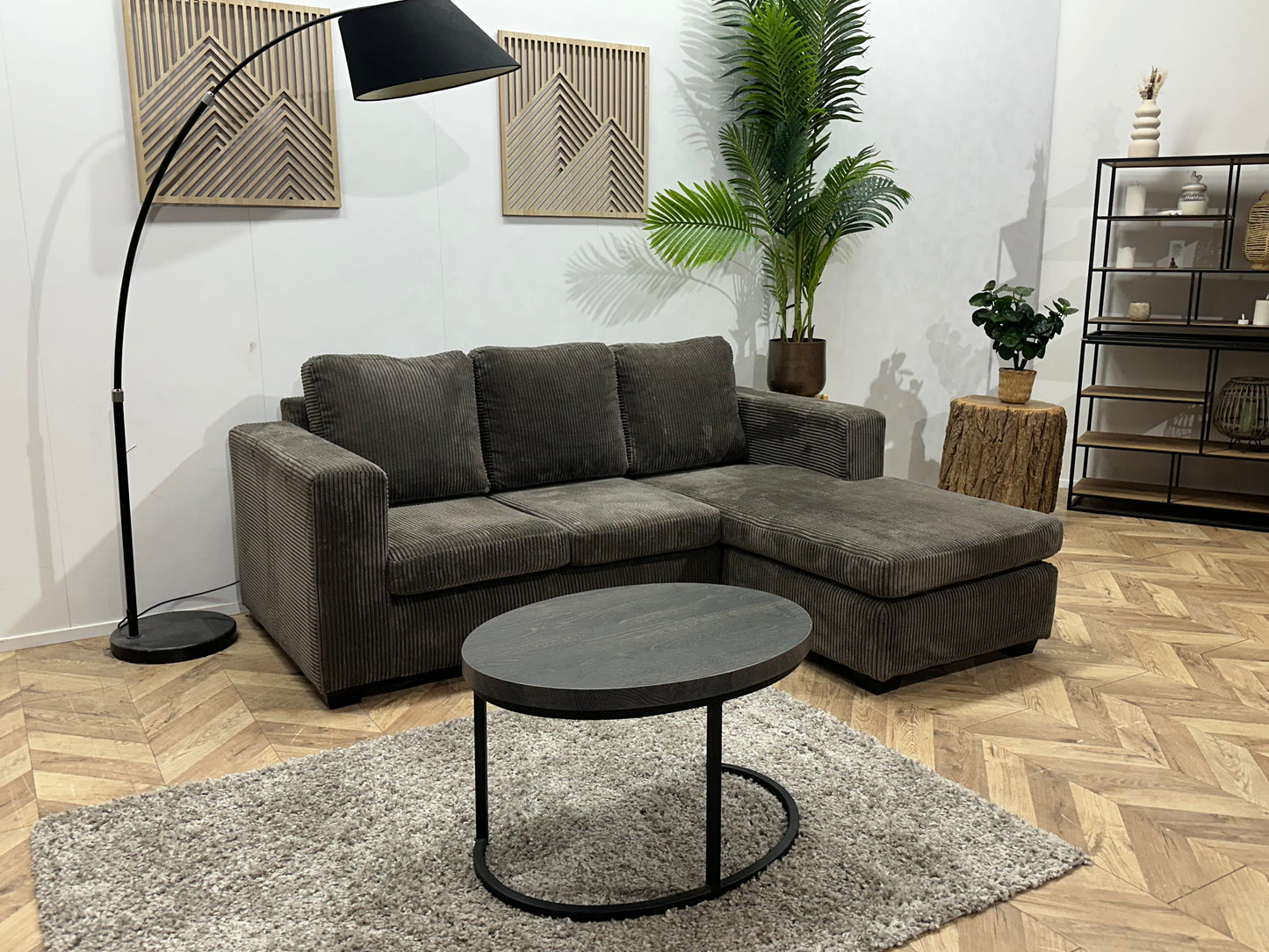 Antraciet Ribstof Hoekbank ~ Meerdere Opstellingen