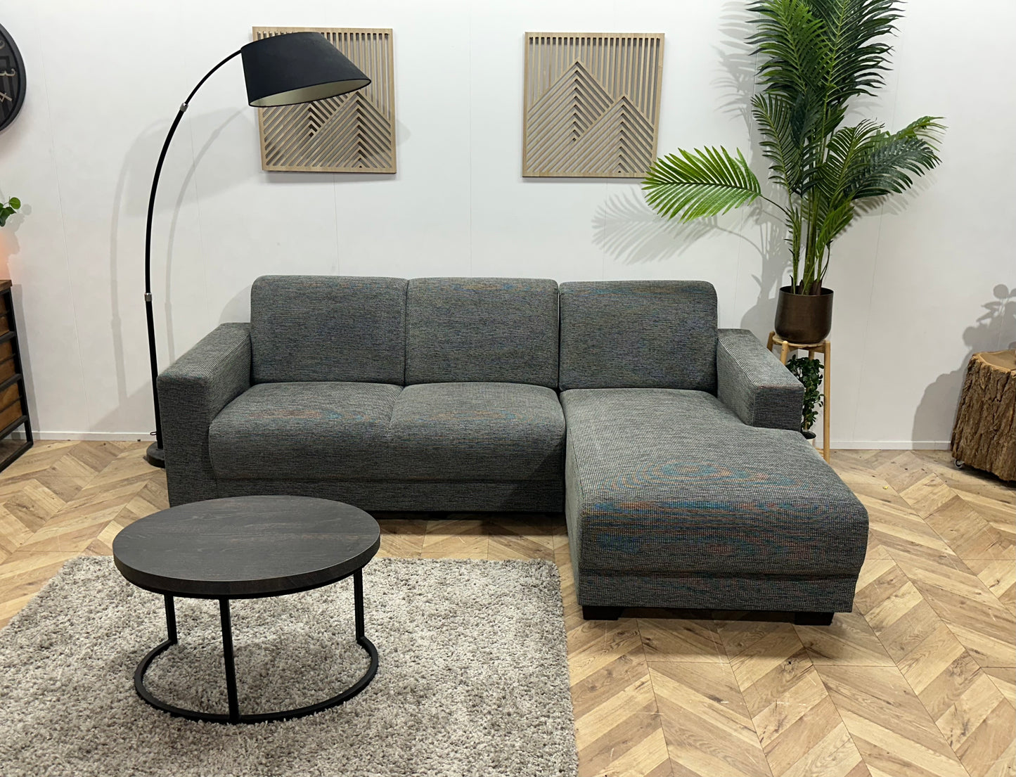 Grijze Hoekbank ~ Vaste Kussens