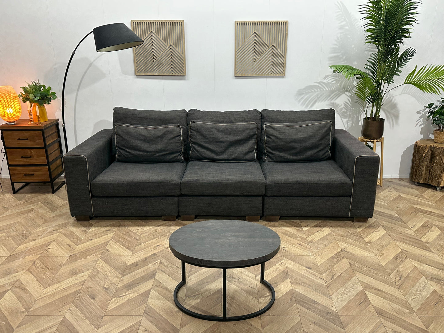 Villa One Grijze 3-Zits Bank ~ Losse Kussens Met Afneembare Hoezen