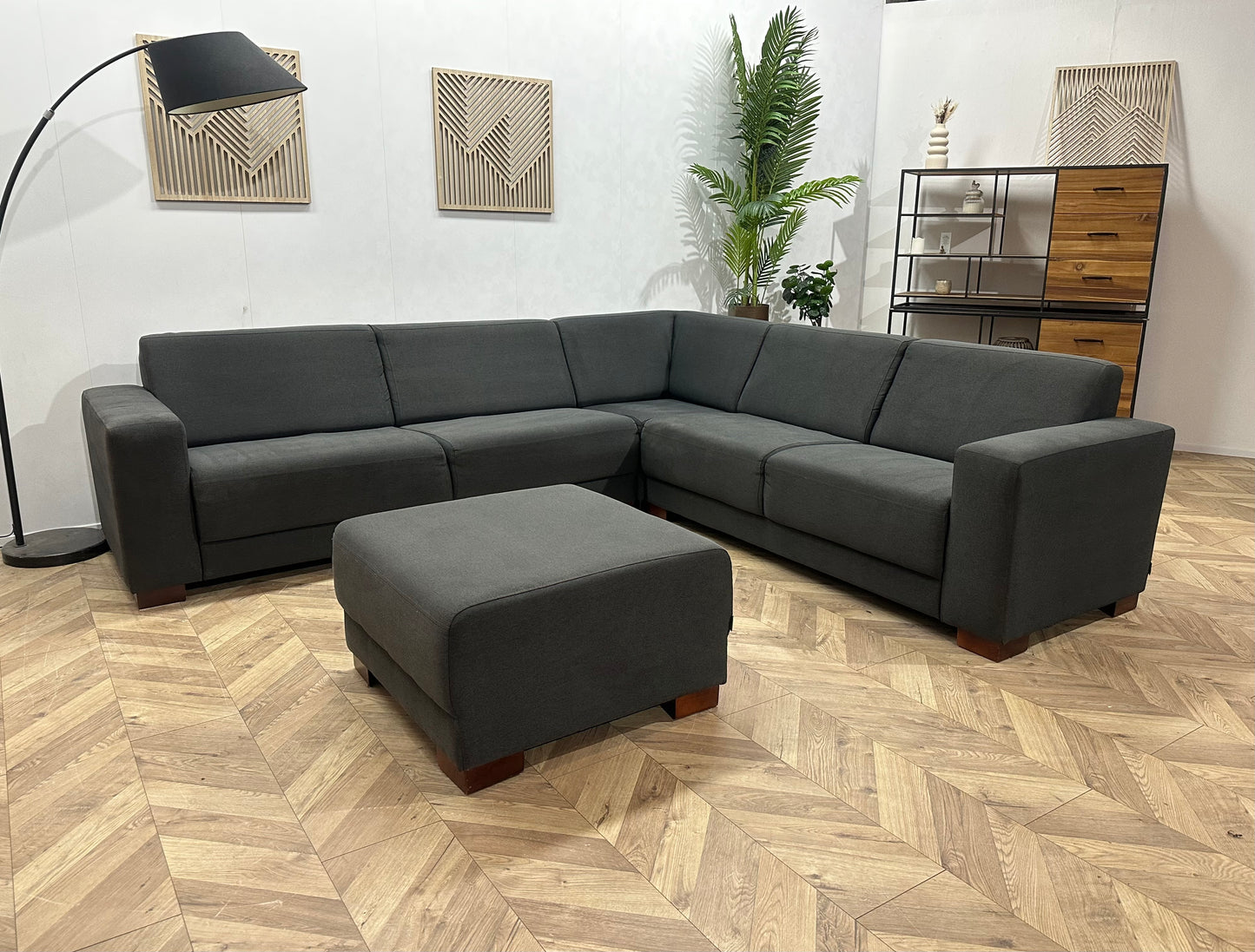 Woood Antraciet Hoekbank Inc Hocker ~ Vaste Kussens