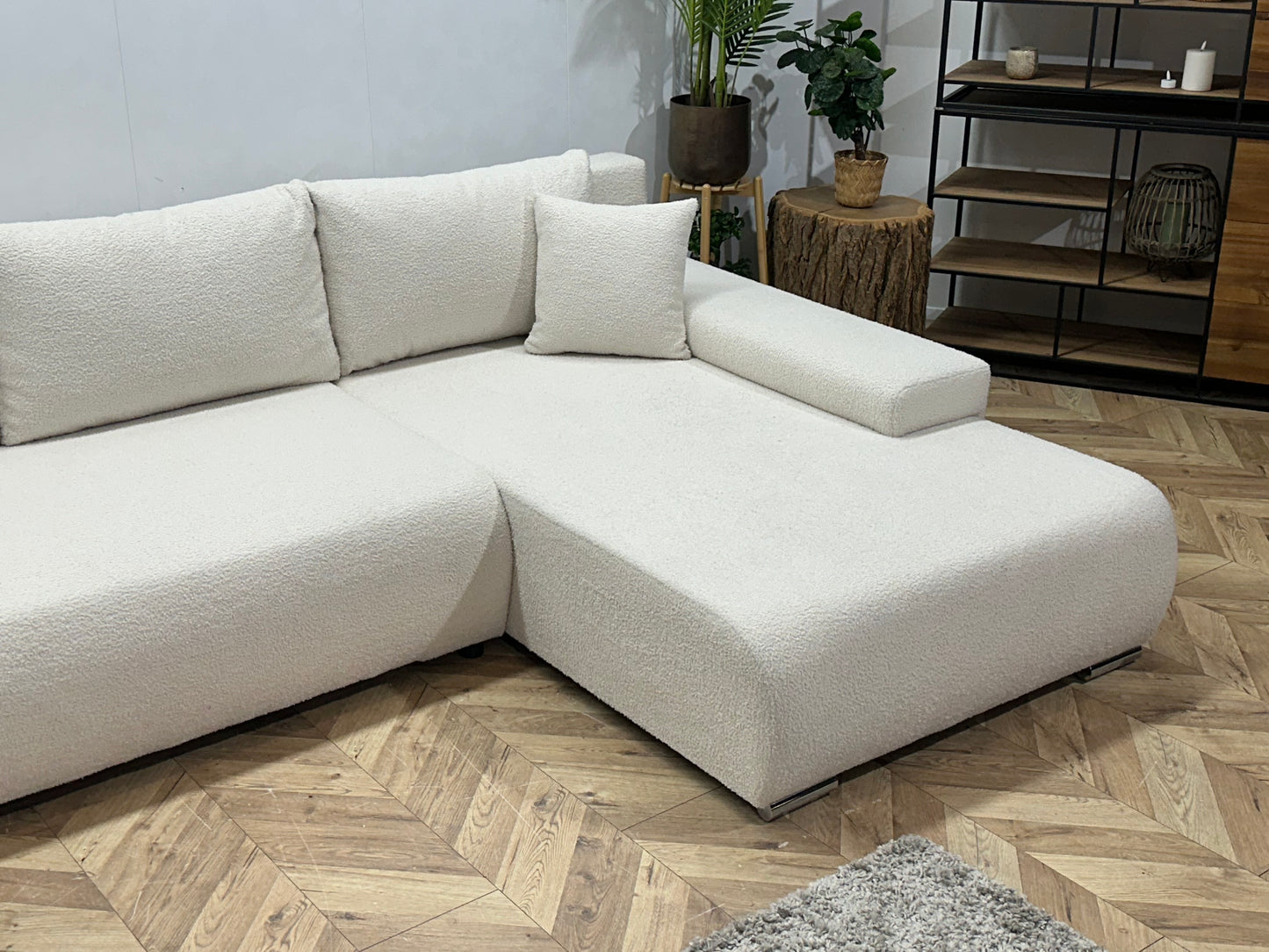 !Showroommodel! Witte Bouclé Stoffen U Bank ~ Oplaadfunctie