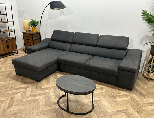 Grijze Design Hoekbank ~ Verstelbare Hoofdsteunen