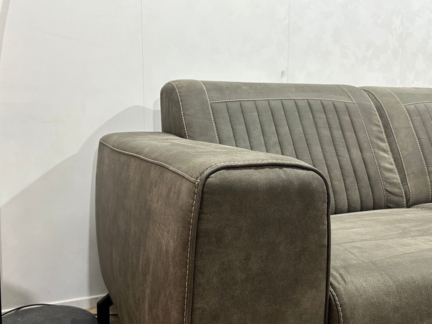 Antraciet Suède Stoffen Hoekbank ~ Vaste Kussens