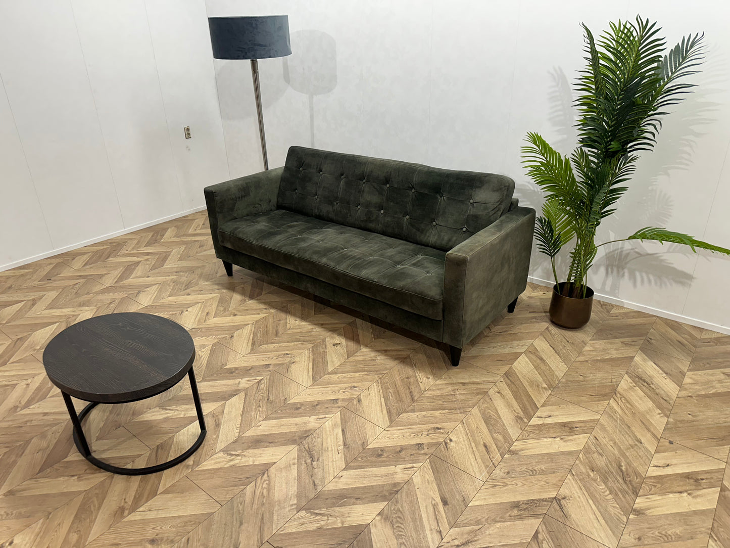 Umix Groene Velvet 2.5-Zits Bank ~ Losse Rugkussen Met Afneembare Hoes