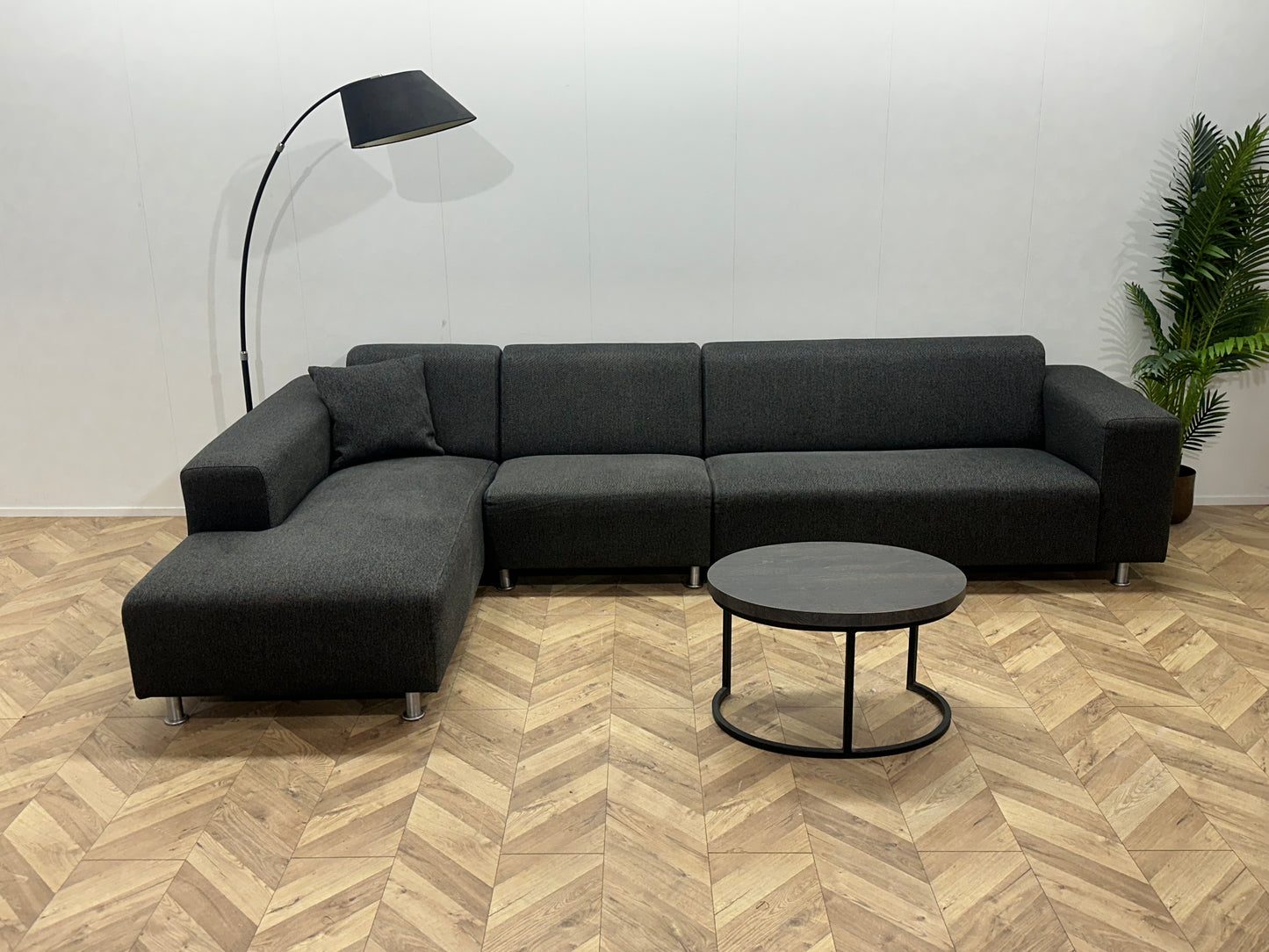 Antraciet Hoekbank ~ Vaste Kussens