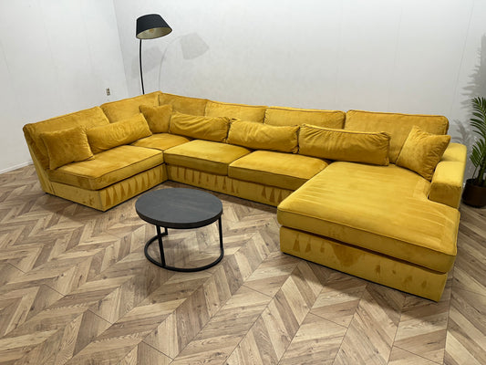 Gele Ruime Velvet U Bank ~ Losse Kussens Met Afneembare Hoezen