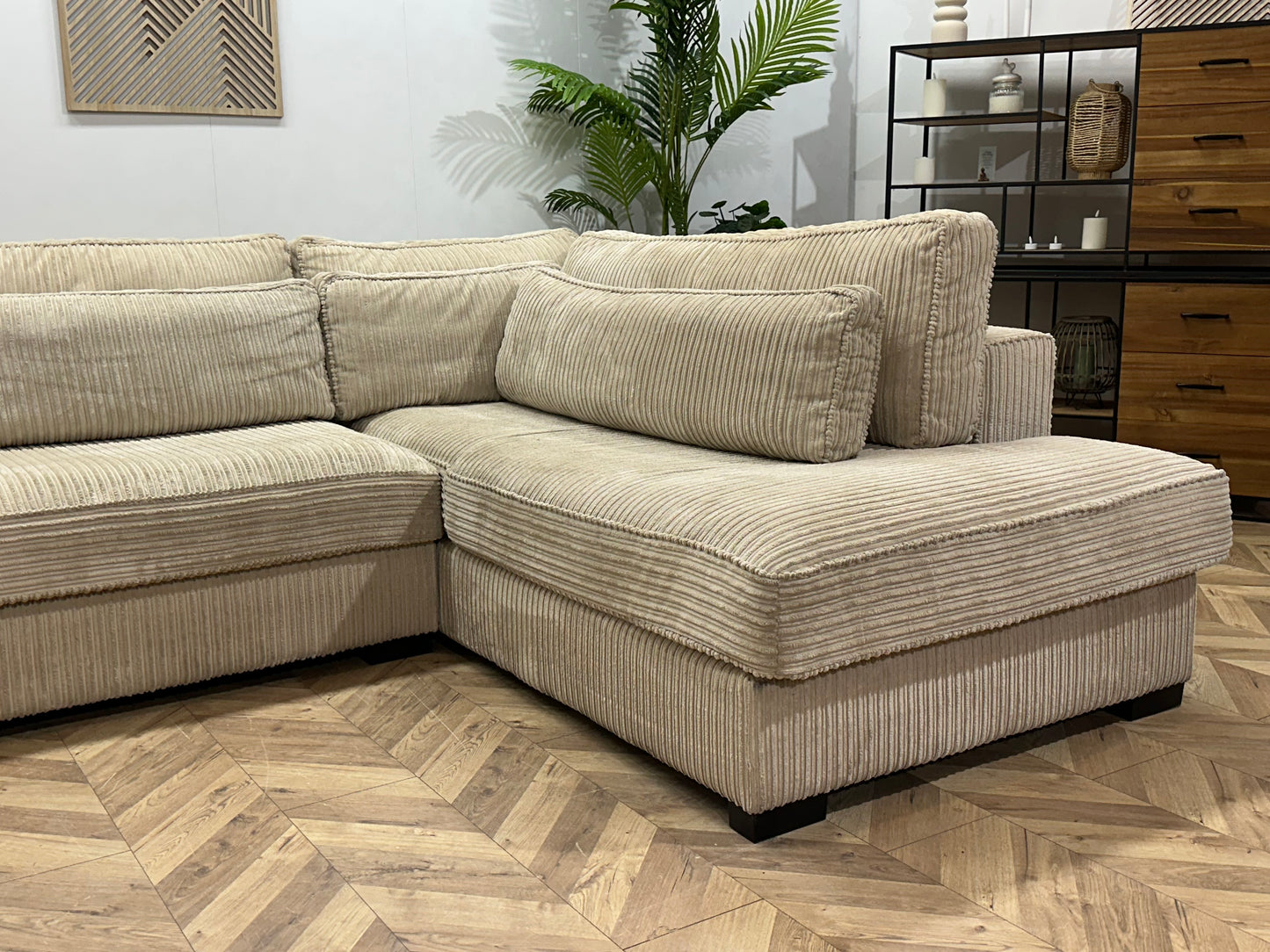 Crème Ribstof Hoekbank ~ Nieuwstaat