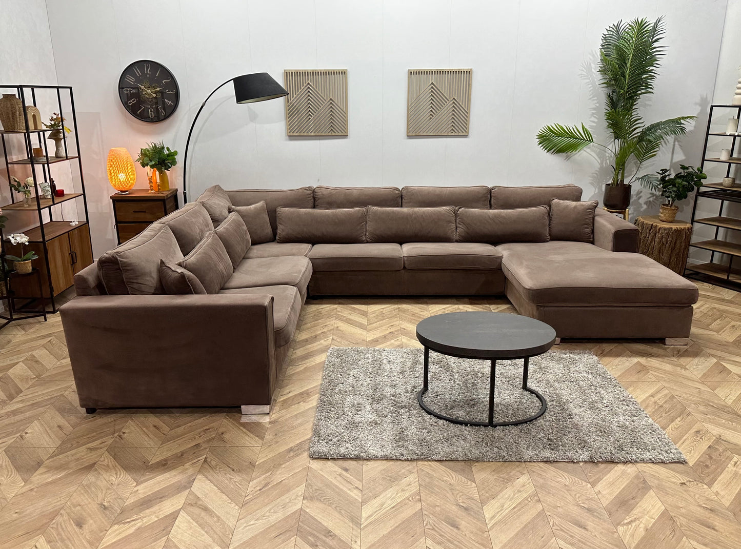 Bruine Velvet U Bank ~ Losse Kussens Met Afneembare Hoezen