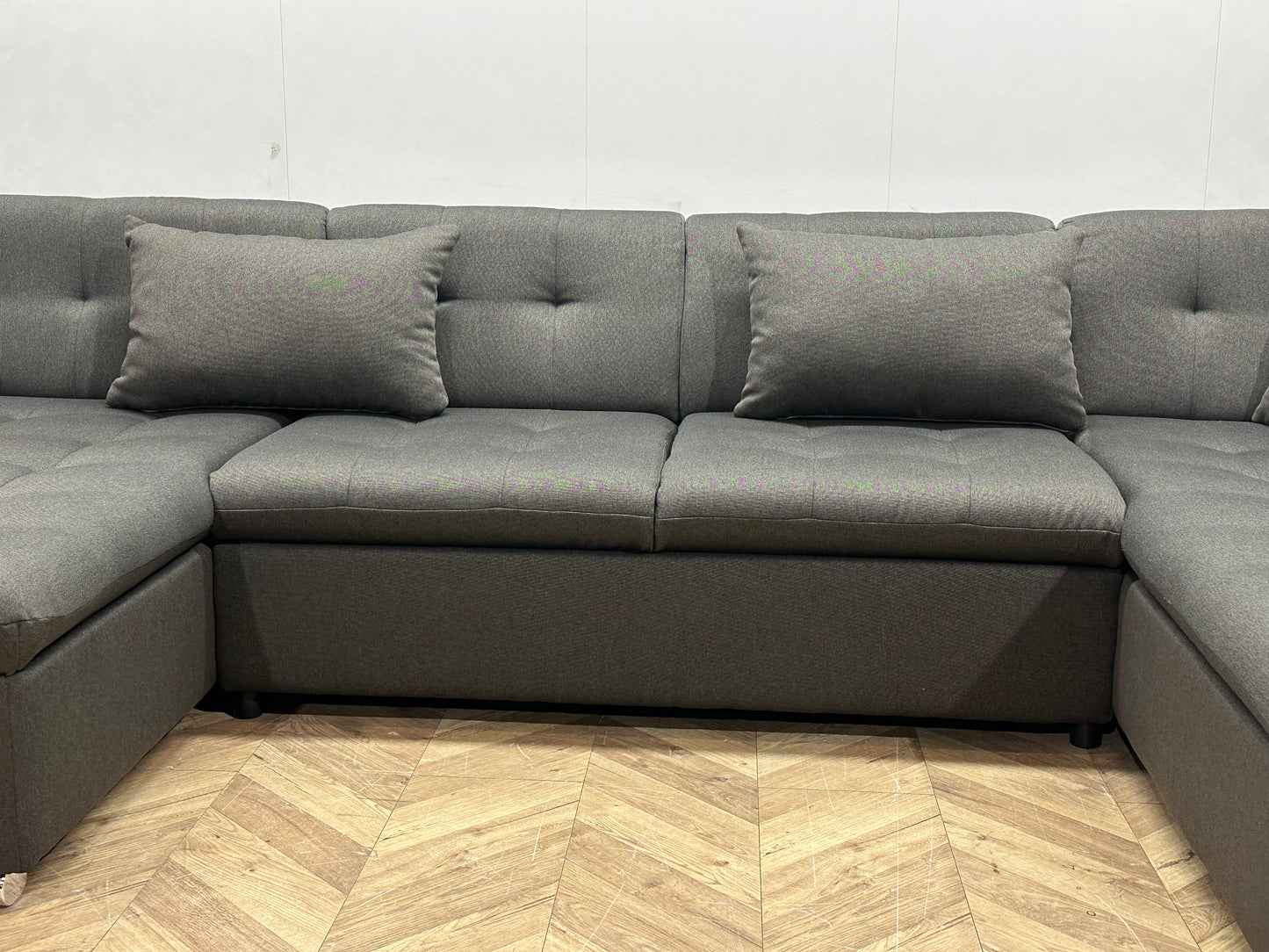 !Showroommodel! Grijze Suède Stoffen U Bank