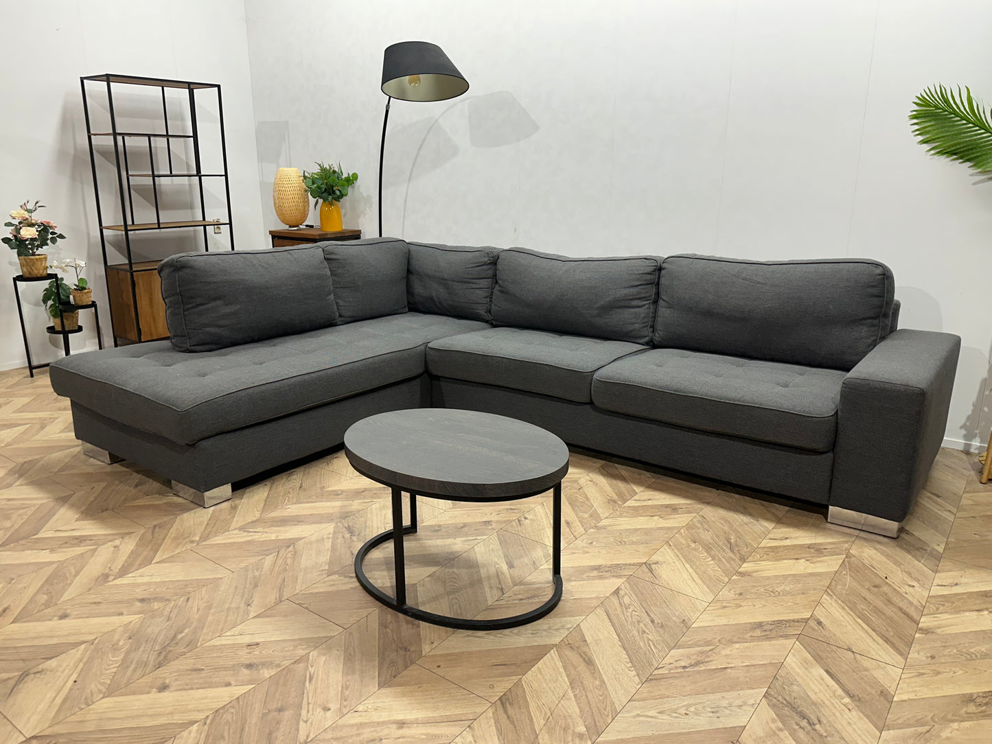 Goossens Grijze Hoekbank ~ Losse Kussens Met Afneembare Hoezen