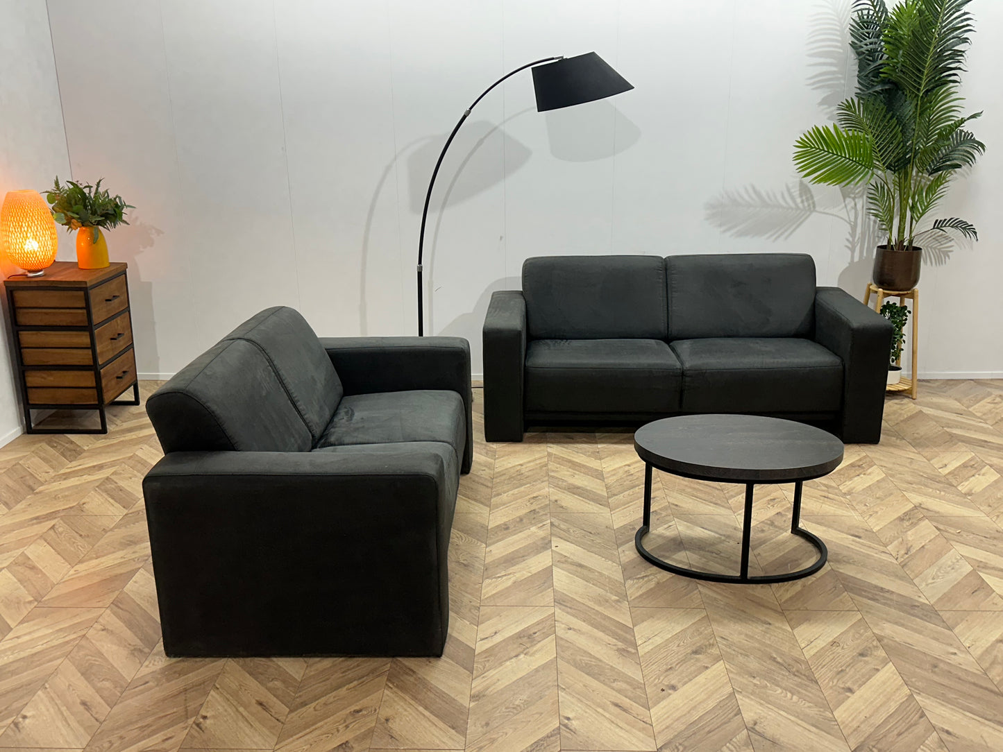 Antraciet Suède Stoffen Banken Set ~ Inruilvoordeel