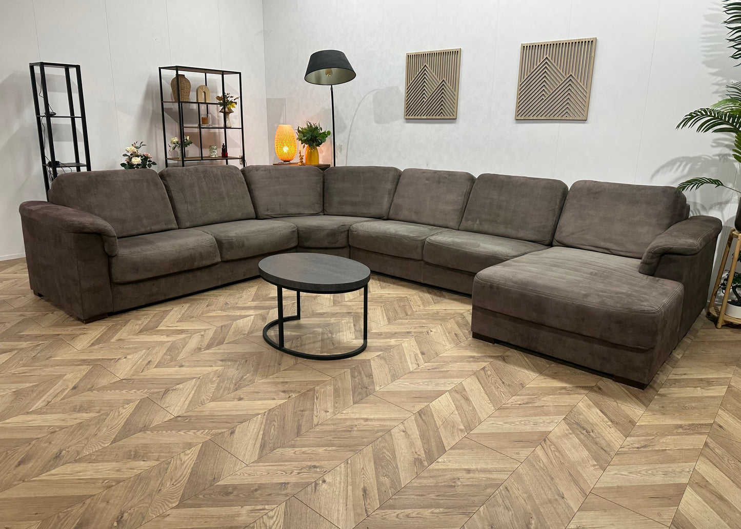 Licht Bruine Suède Stoffen U Bank ~ Vaste Kussens