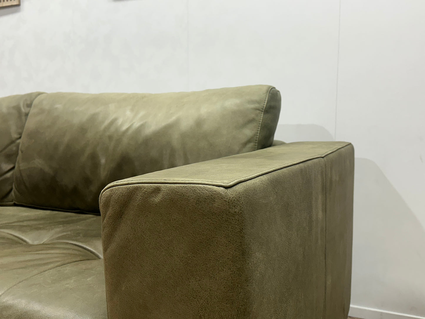 Groene Echt Lederen 2.5-Zits Bank ~ Losse Kussens Met Afneembare Hoezen