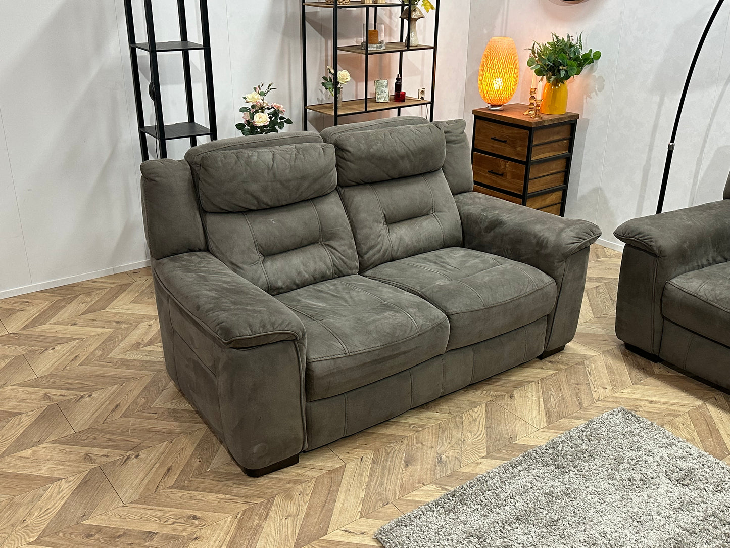 Antraciet Velvet Banken Set ~ Vaste Kussens