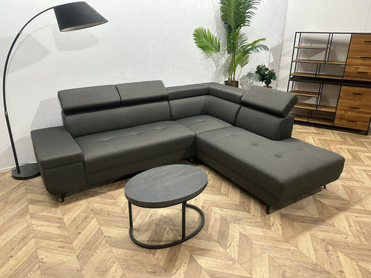 !Showroommodel! Grijze Hoekbank ~ Verstelbare Hoofdsteunen