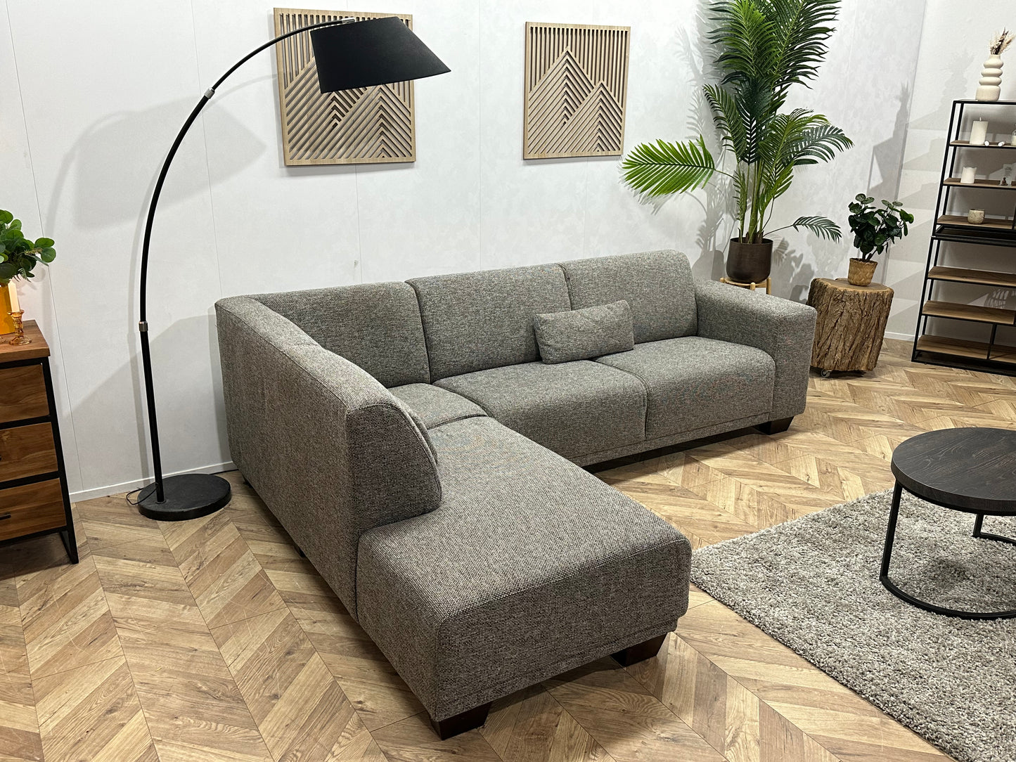 Grijze Hoekbank ~ Vaste Kussens