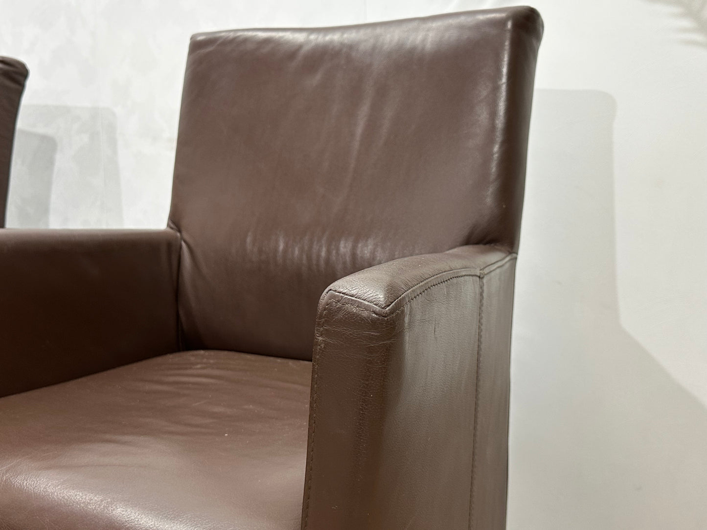 Bruine Echt Lederen Stoelen Set