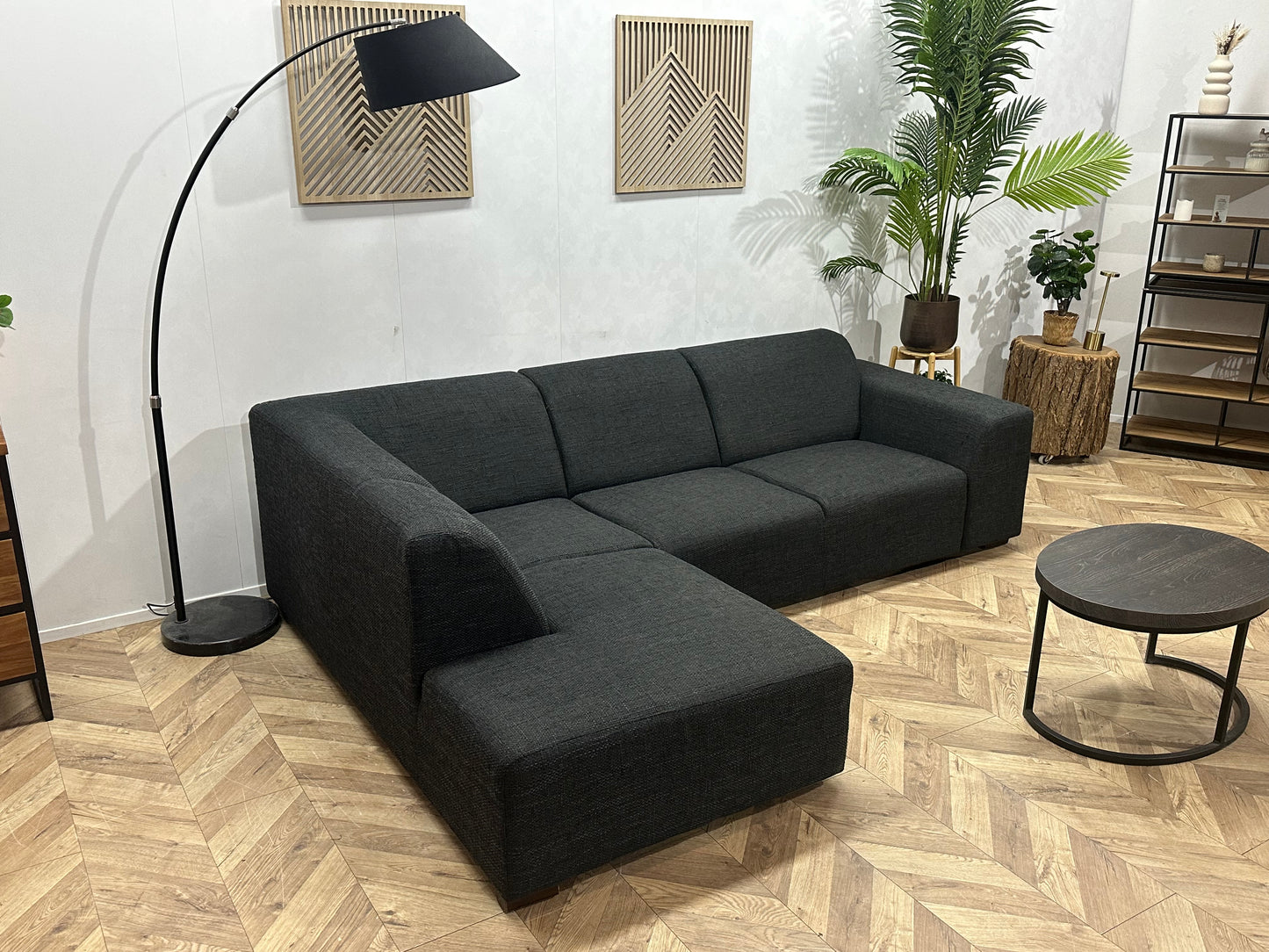 Antraciet Hoekbank ~ Vaste Kussens