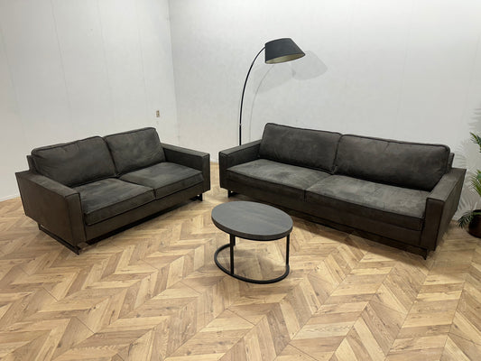 Antraciet Suède Stoffen Banken Set ~ Losse Kussens Met Afneembare Hoezen