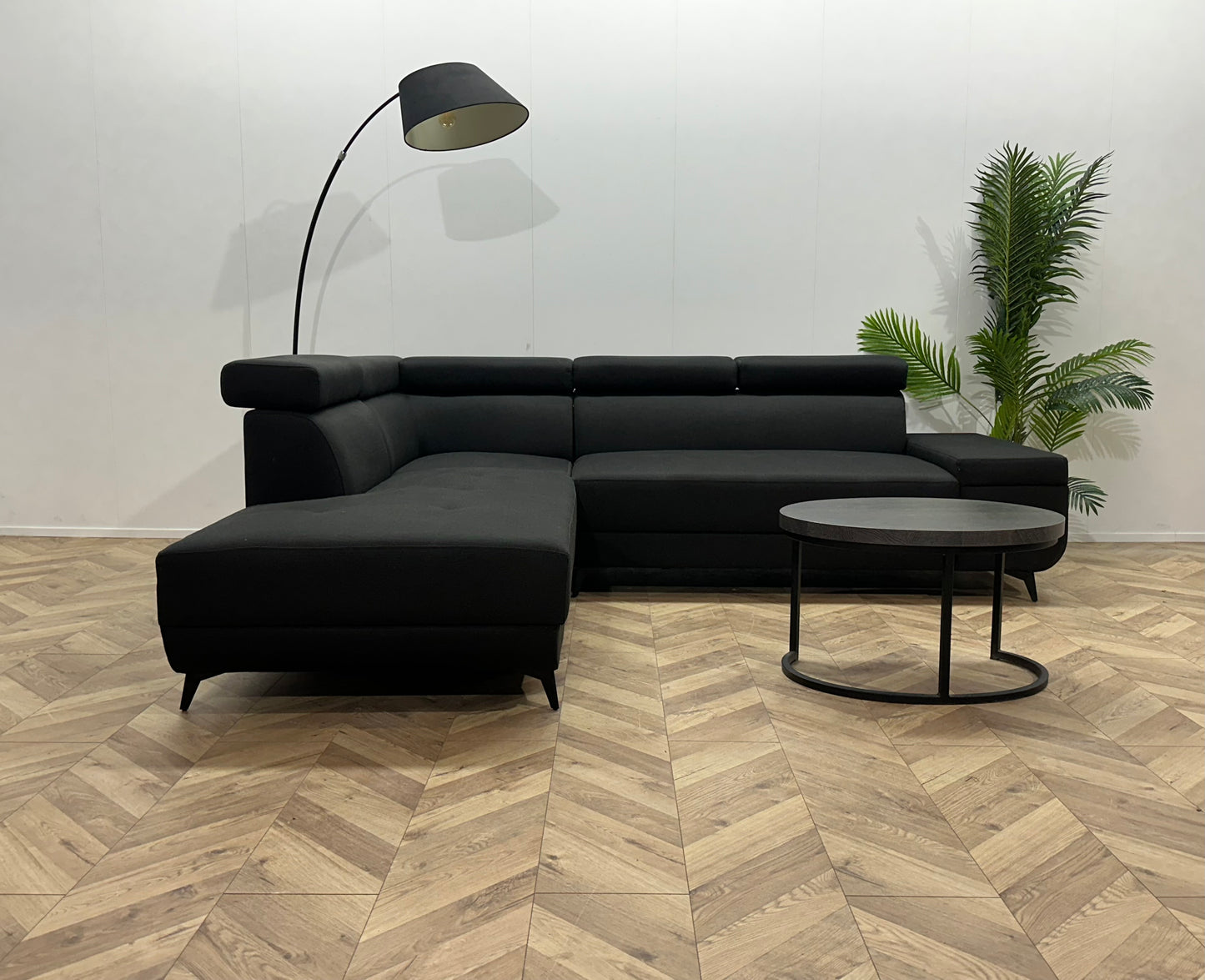 !Showroommodel! Zwart Hoekbank ~ Verstelbare Hoofdsteunen