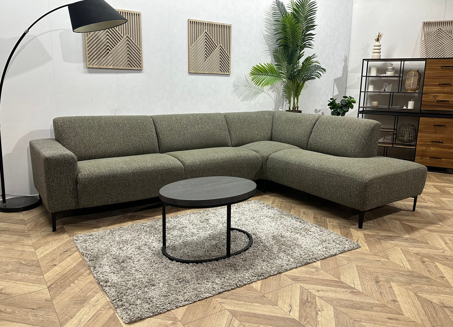 Grijze Hoekbank ~ Vaste Kussens