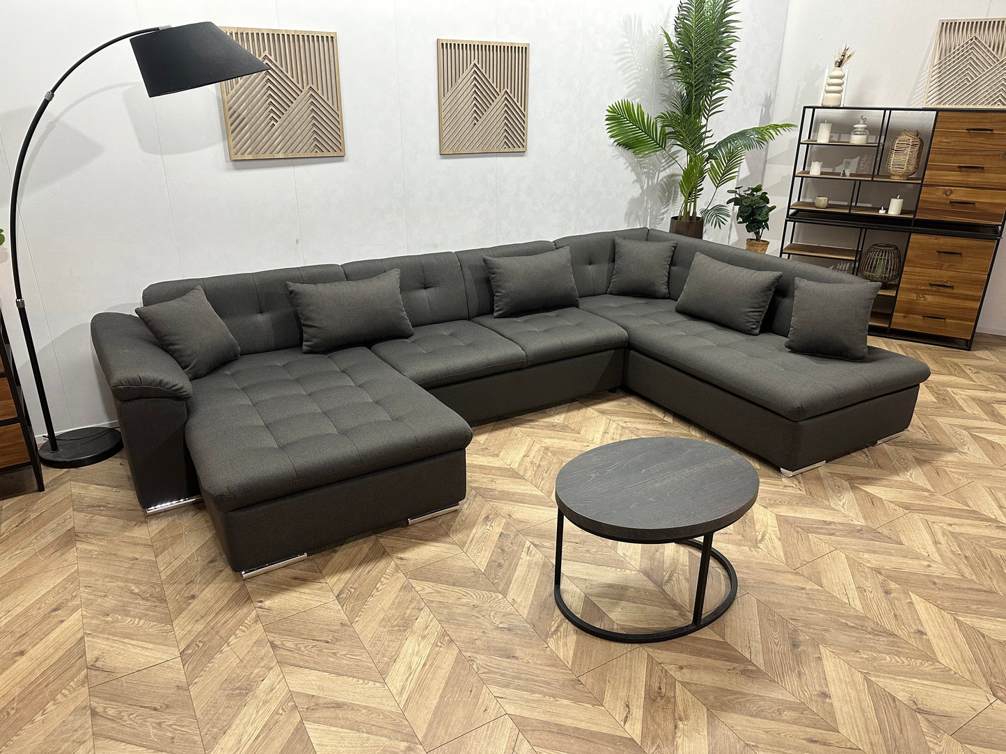 !Showroommodel! Grijze Suède Stoffen U Bank