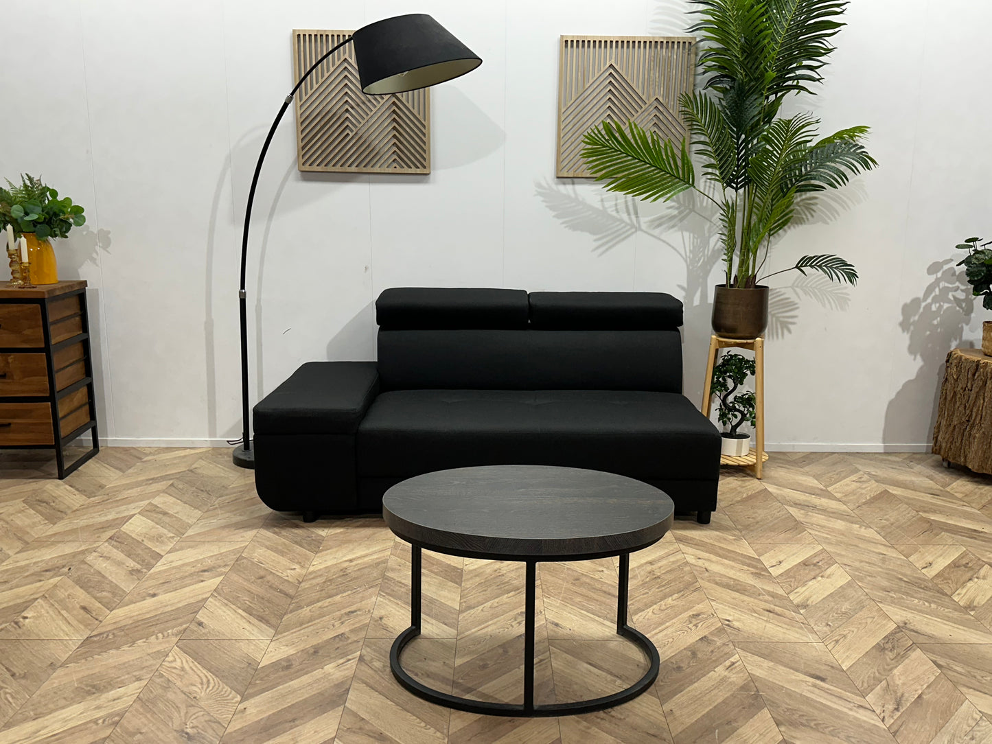 !Showroommodel! Zwart Suede Stoffen Designbank