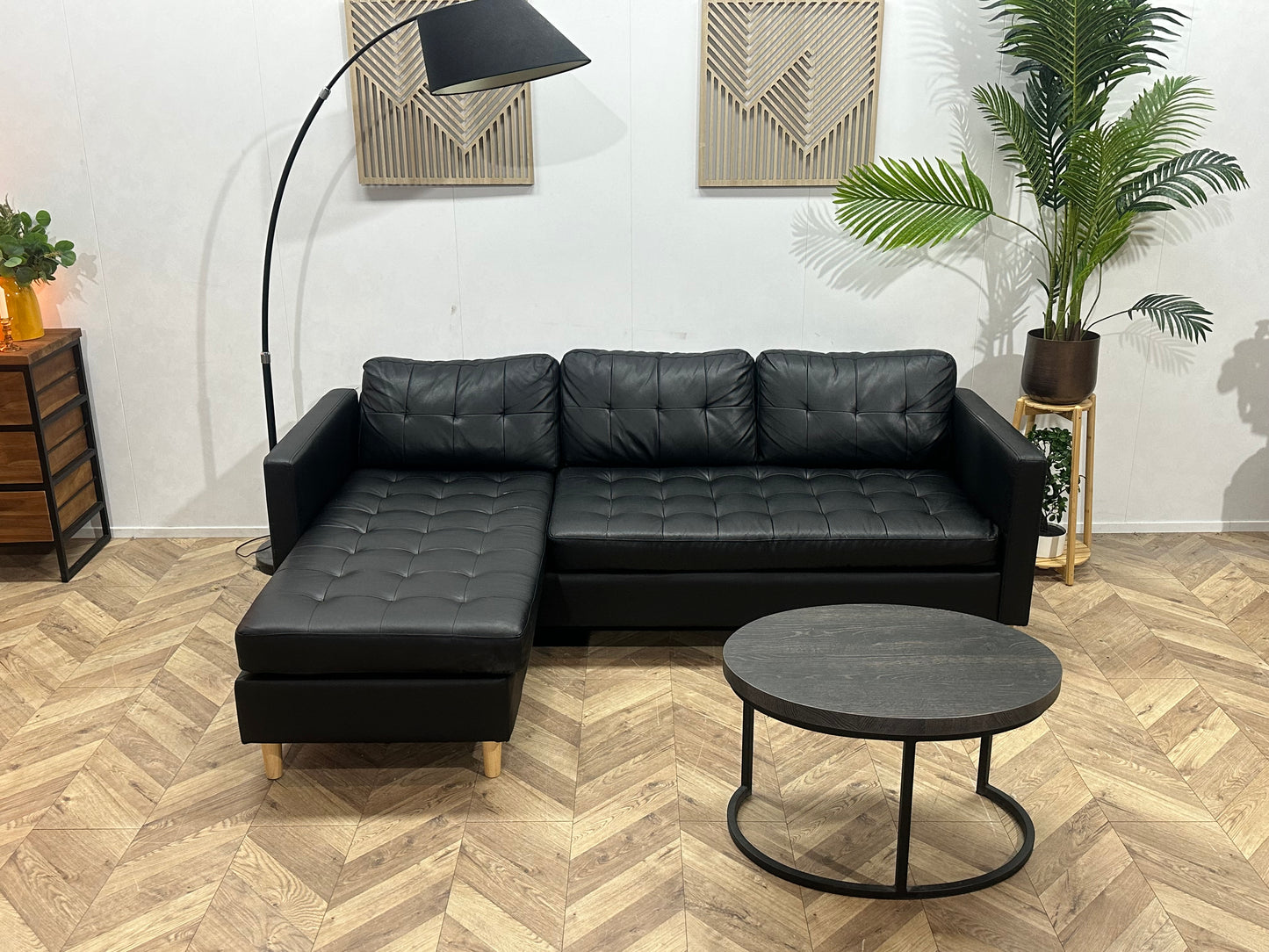 Zwart Echt Lederen Hoekbank ~ Losse Kussens Met Afneembare Hoezen