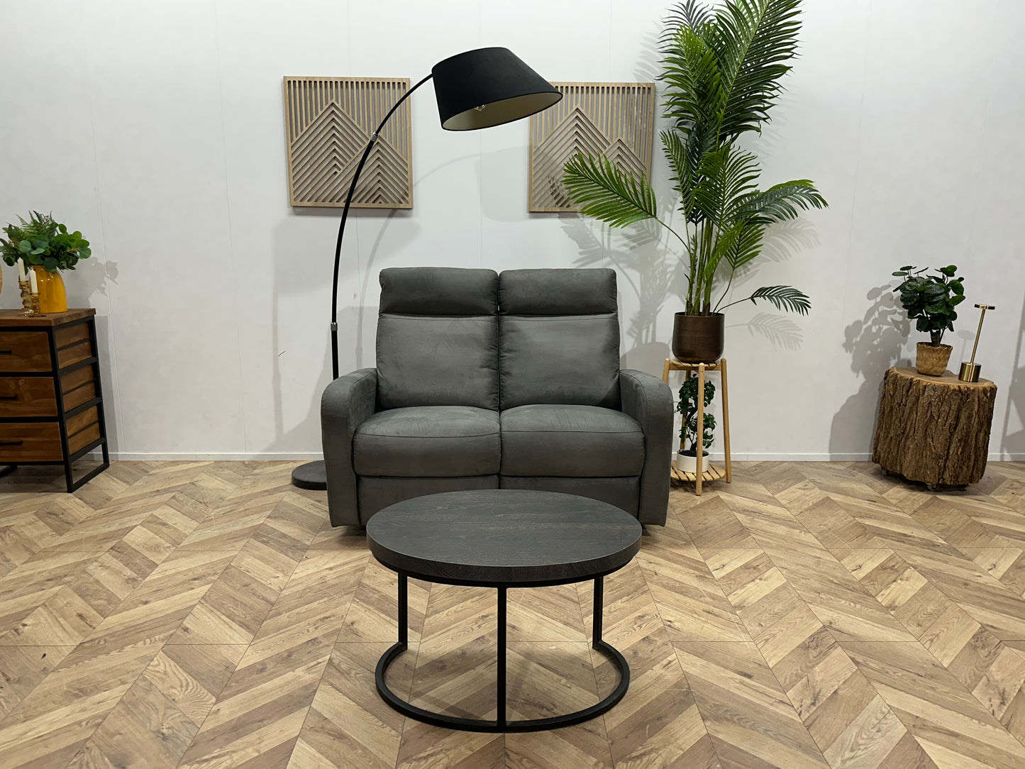 Grijze Suède Stoffen 2.5-Zits Bank ~ Verstelbare Zittingen