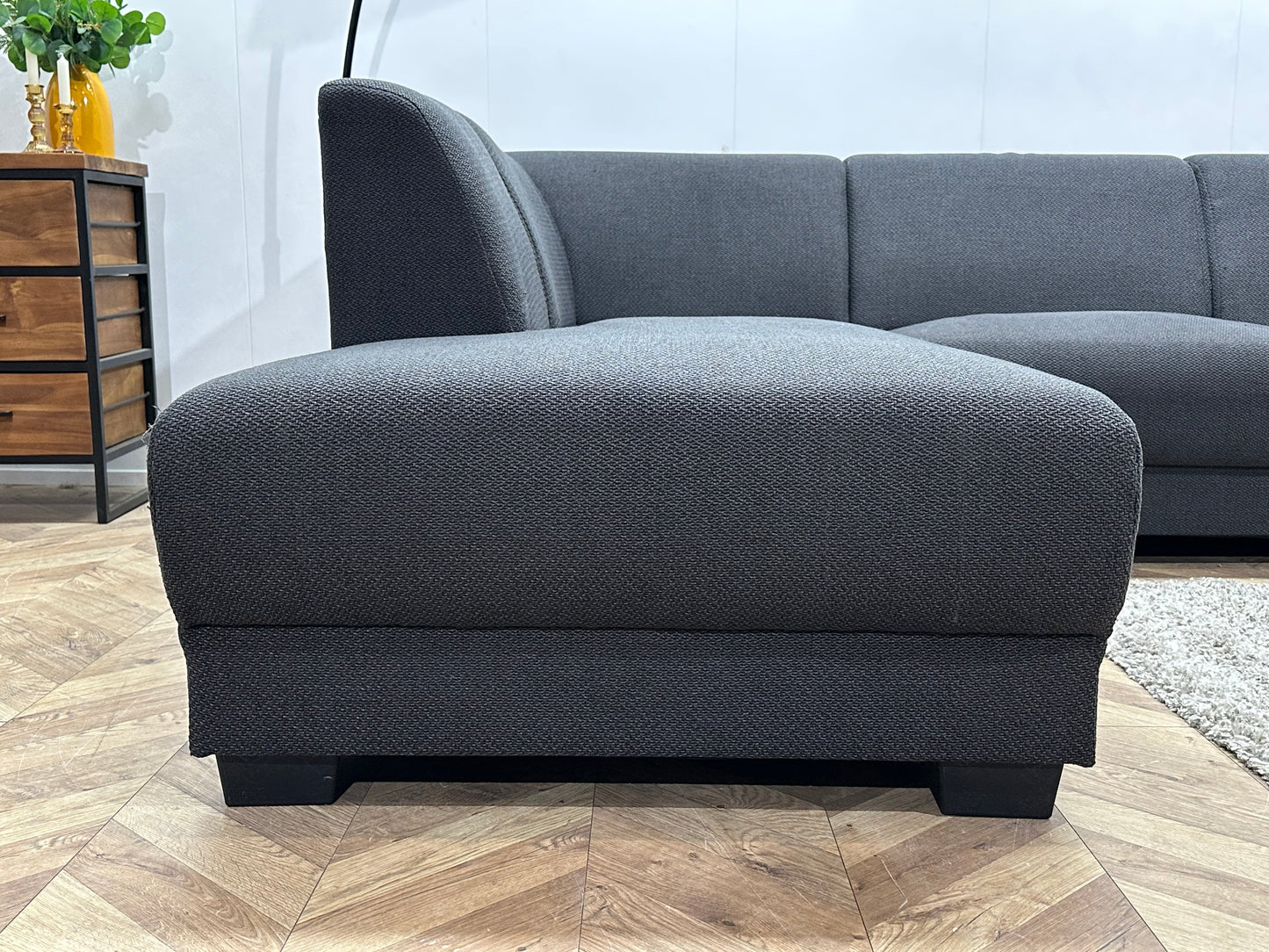 Antraciet Hoekbank ~ Vaste Kussens