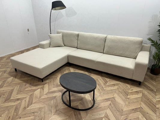 !Showroommodel! Witte Bouclé Stoffen Hoekbank