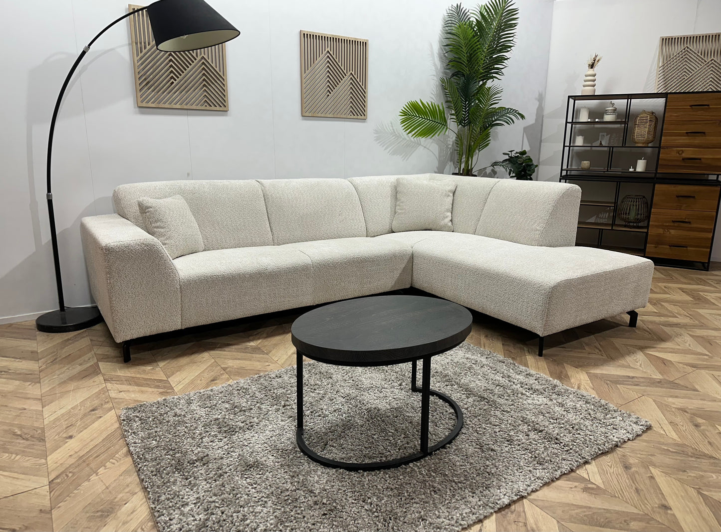 !Showroommodel! Crème Boucle Hoekbank