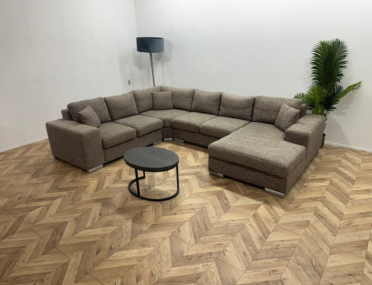 Grijze/Beige U Bank ~ Losse Kussens Met Afneembare Hoezen