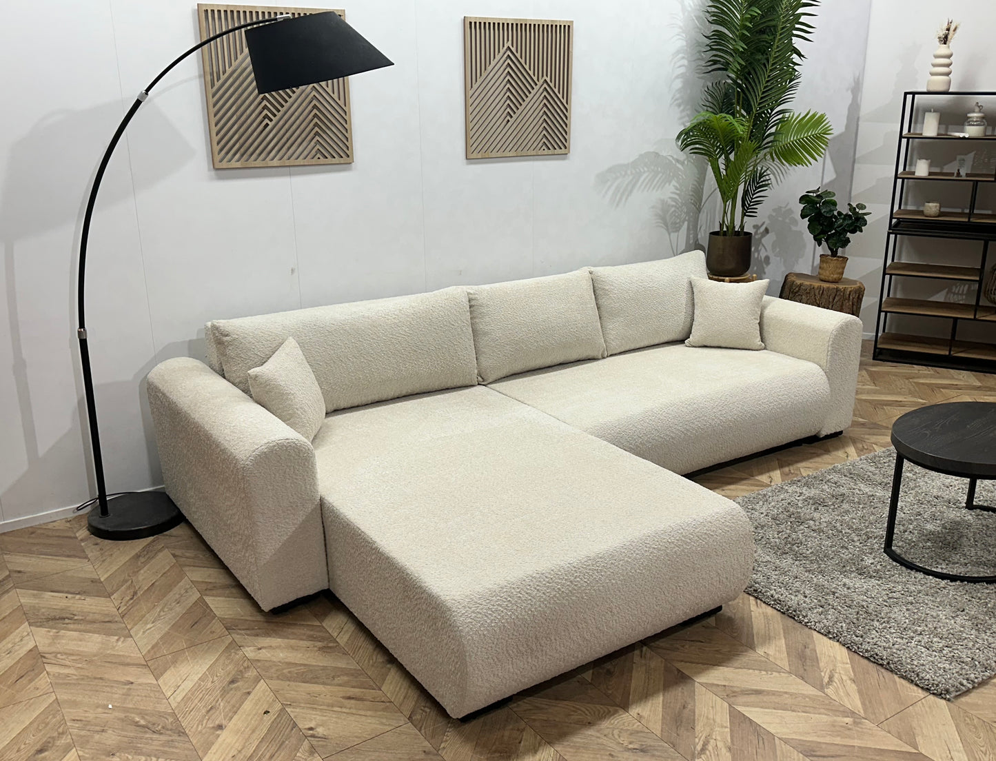 !Showroommodel! Witte/Crème Bouclé Hoekbank