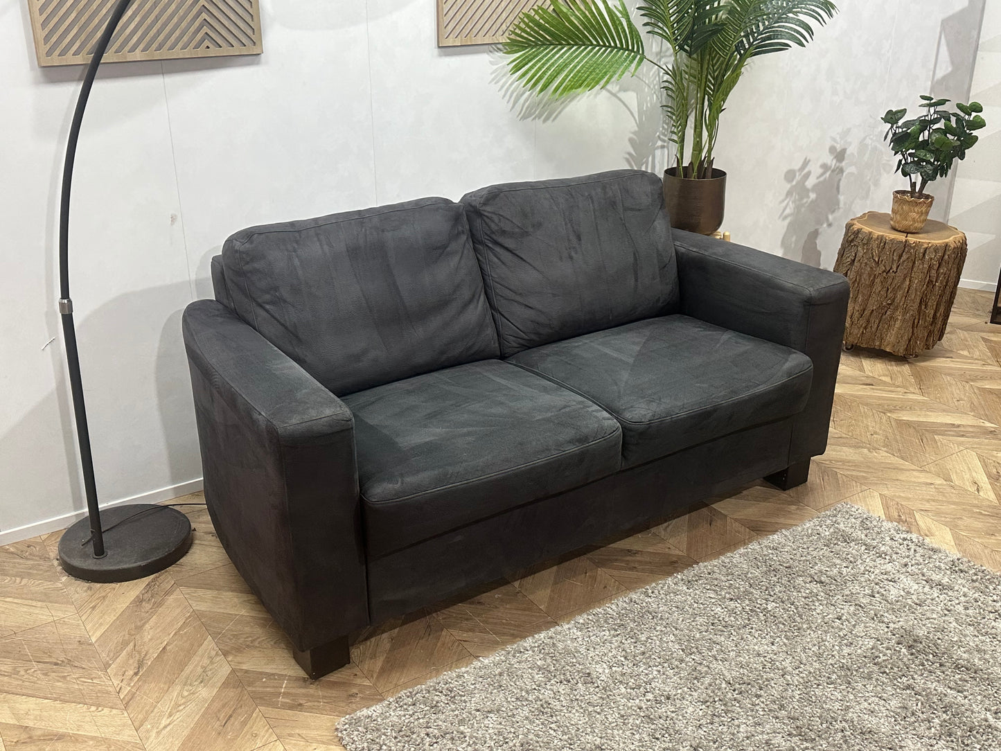 Antraciet Suède Stoffen 2.5-Zits Bank ~ Vaste Kussens